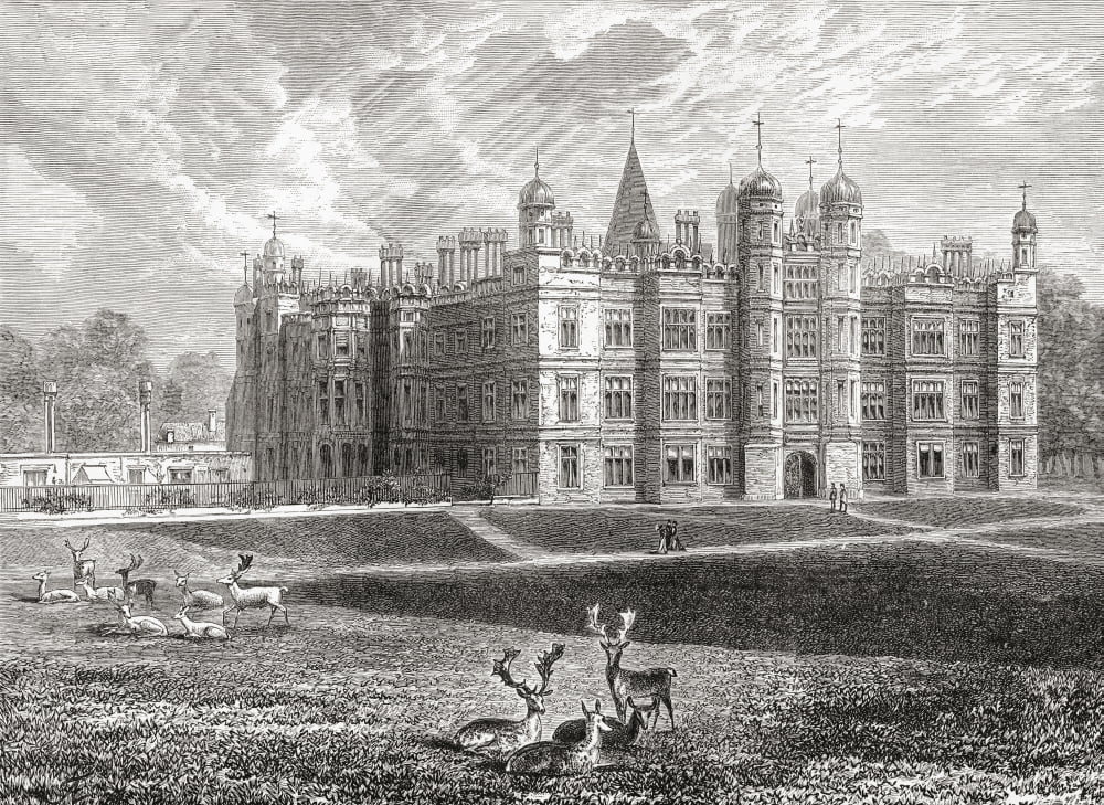 Burghley House Stamford England In The Late 19Th Century From Our Own Country Published 1898 Canvas Art - Ken Welsh Design Pics (17 x 12)