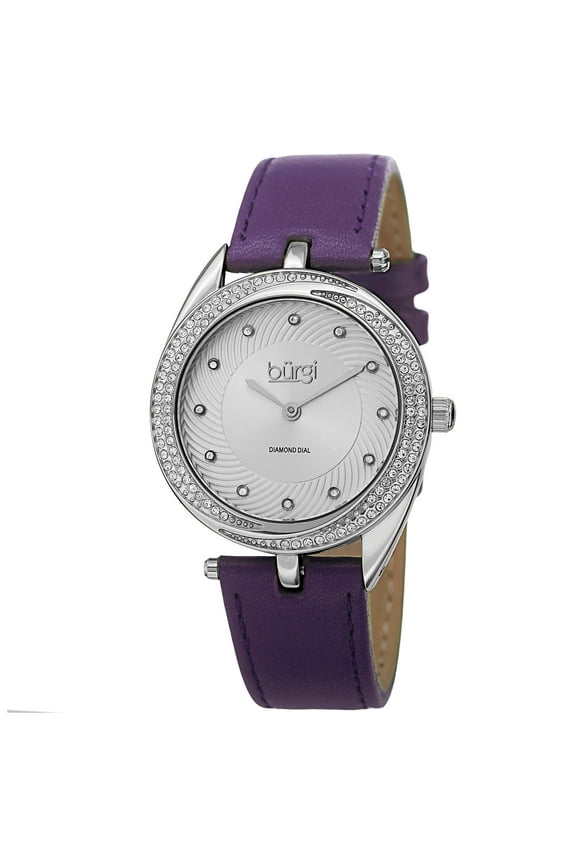 Women's Quartz Diamond Markers Leather Purple Strap Watch