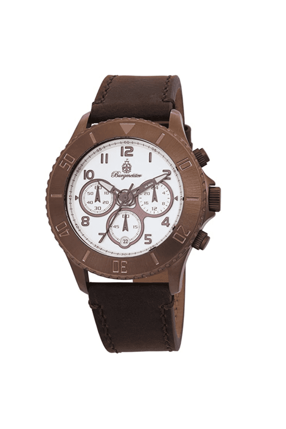 Burgmeister Mens Quartz Watch Brown with White Dial Analogue Display BM532015