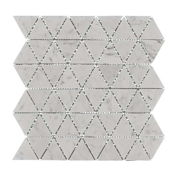 Burgos Carrara Marble Triangle Mosaic Floor and Wall Tile in White (Pack of 11)