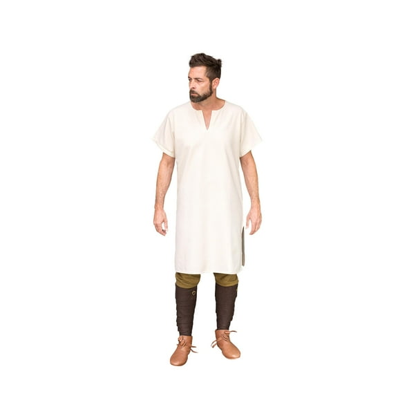 Burgschneider - Medieval Tunic / Under Tunic Short Sleeve “Snorri“ - Natural (size: XL )