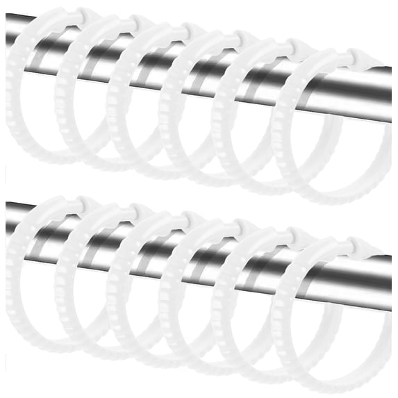 Burgundy 12 Piece Premium Plastic Shower Curtain Hooks Rings Round 2.25" Inches