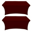 thumbnail image 1 of Burgundy 2 Pack 8 Foot Rectangular Stretch Spandex Table Cover by Banquet Tables Pro, 1 of 1