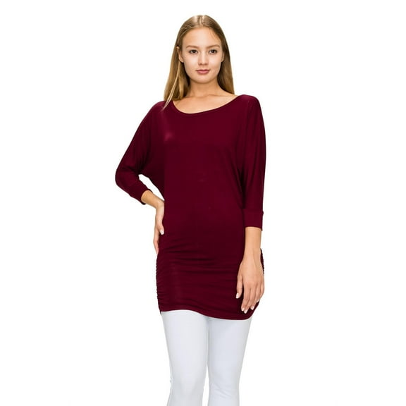 Burgundy 3/4 Sleeve Tunic Top