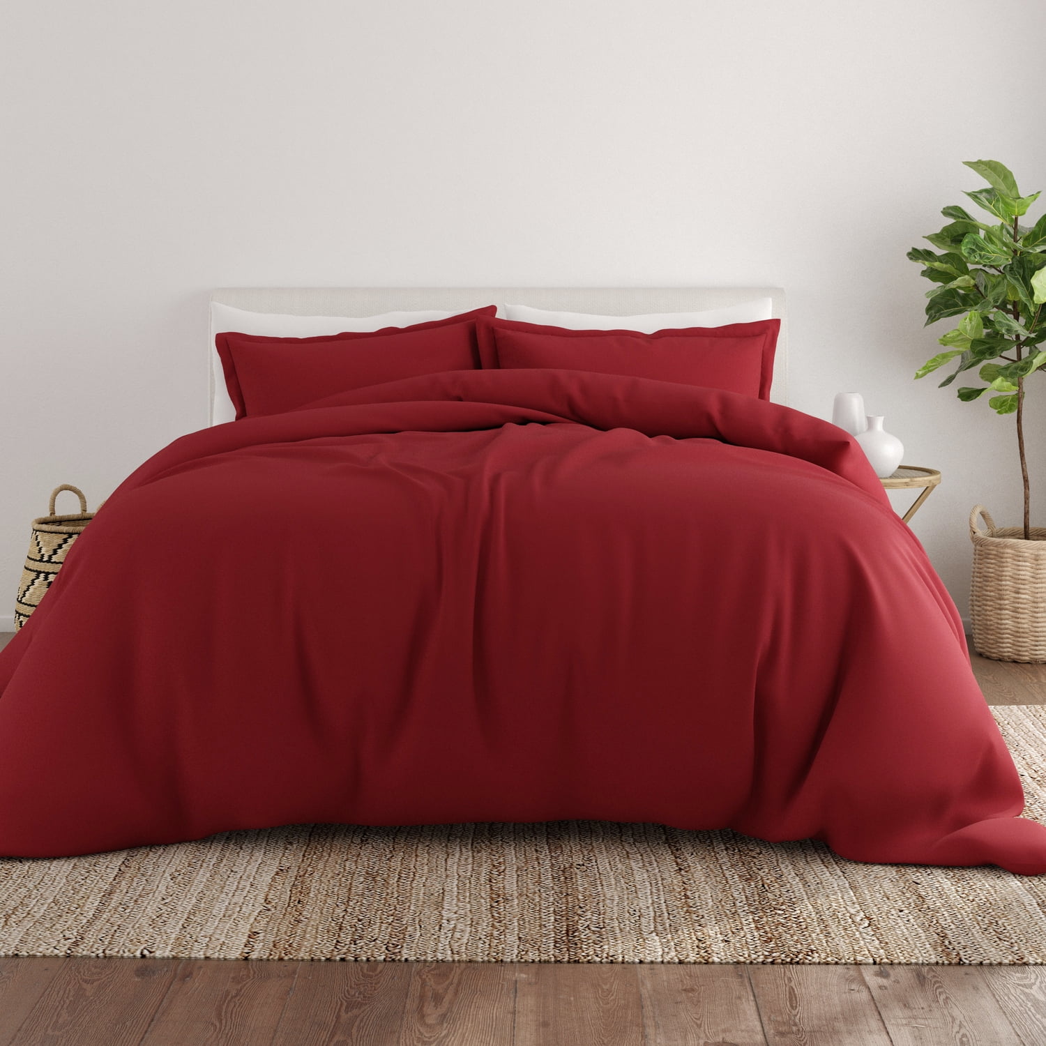 Noble Linens 3Piece Burgundy Duvet Cover Set, Full/Queen