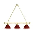thumbnail image 1 of Burgundy 3 Shade Billiard Light with Brass Fixture, 1 of 5