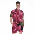 thumbnail image 1 of Burgundy Alstroemeria Short Sleeve Men'S Rompers Casual Summer Jumpsuits Outfit, 1 of 4