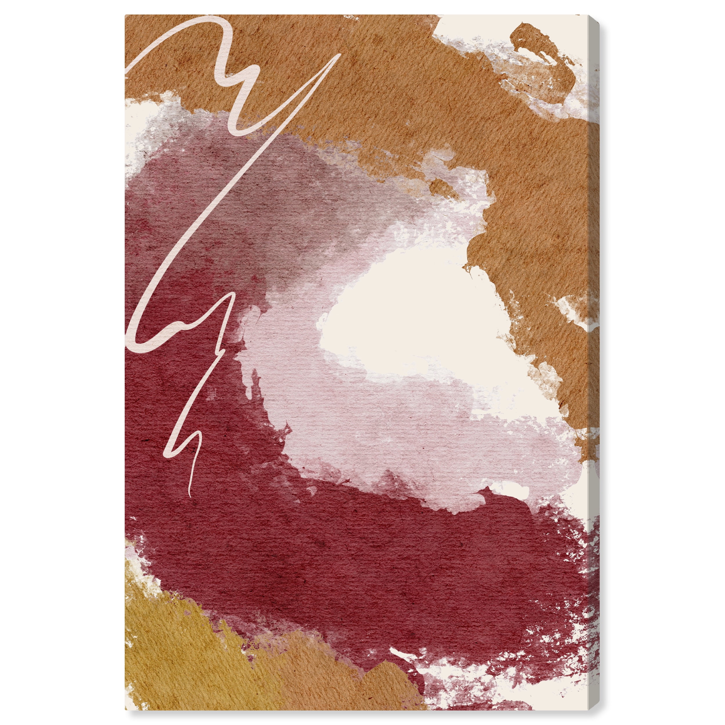 Burgundy and Cork Abstract Canvas Wall Art, 20" x 30"