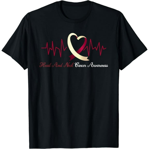 Burgundy And Ivory Ribbon Head And Neck Cancer Awareness T-Shirt