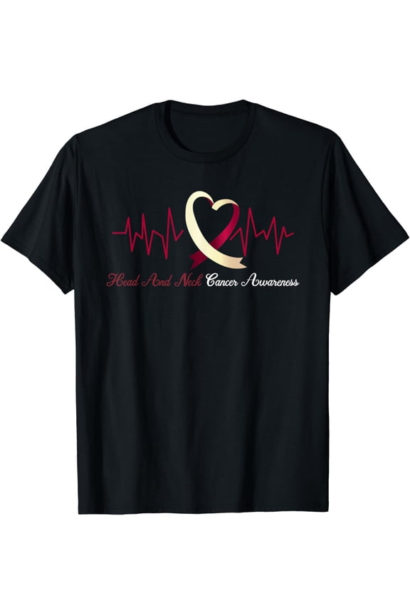 Burgundy And Ivory Ribbon Head And Neck Cancer Awareness T-Shirt