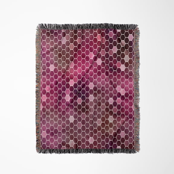 Burgundy And Pink Honeycomb Pattern, Woven Blanket