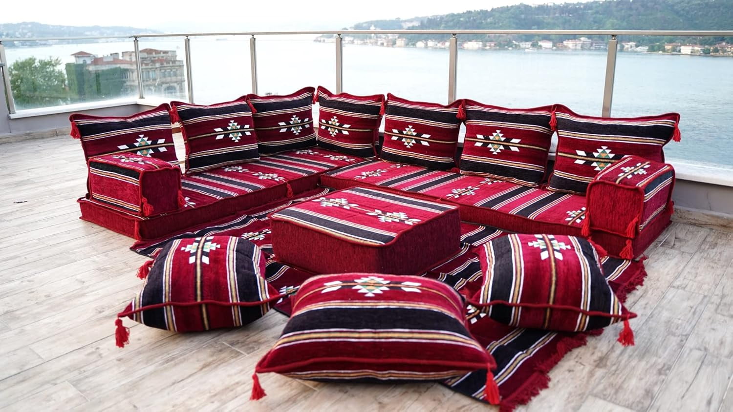 Burgundy Arabic Majlis, Floor Seating Cushion for Adults, Futon Sofa ...