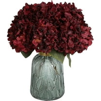 Burgundy Artificial Hydrangea Flowers, Heads White Silk Hydrangeas Fake Dried Flowers with Stems Faux Hydrangea for Wedding Bouquet Centerpieces for Table Wall Decorations (Burgundy)