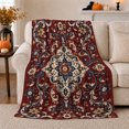 thumbnail image 1 of Burgundy Autumn Damask Floral, Festive Halloween Scene, Warm Flannel Blanket for Living Room and Reading Nook with Detailed Artwork, Art Lovers Halloween Gift, Festive Home Decor, 1 of 9