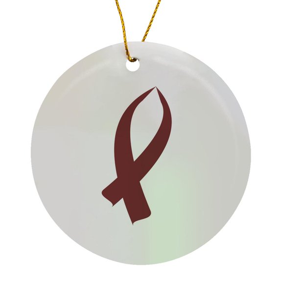 3drose, Burgundy Awareness Ribbon, Circle Porcelain Ornament
