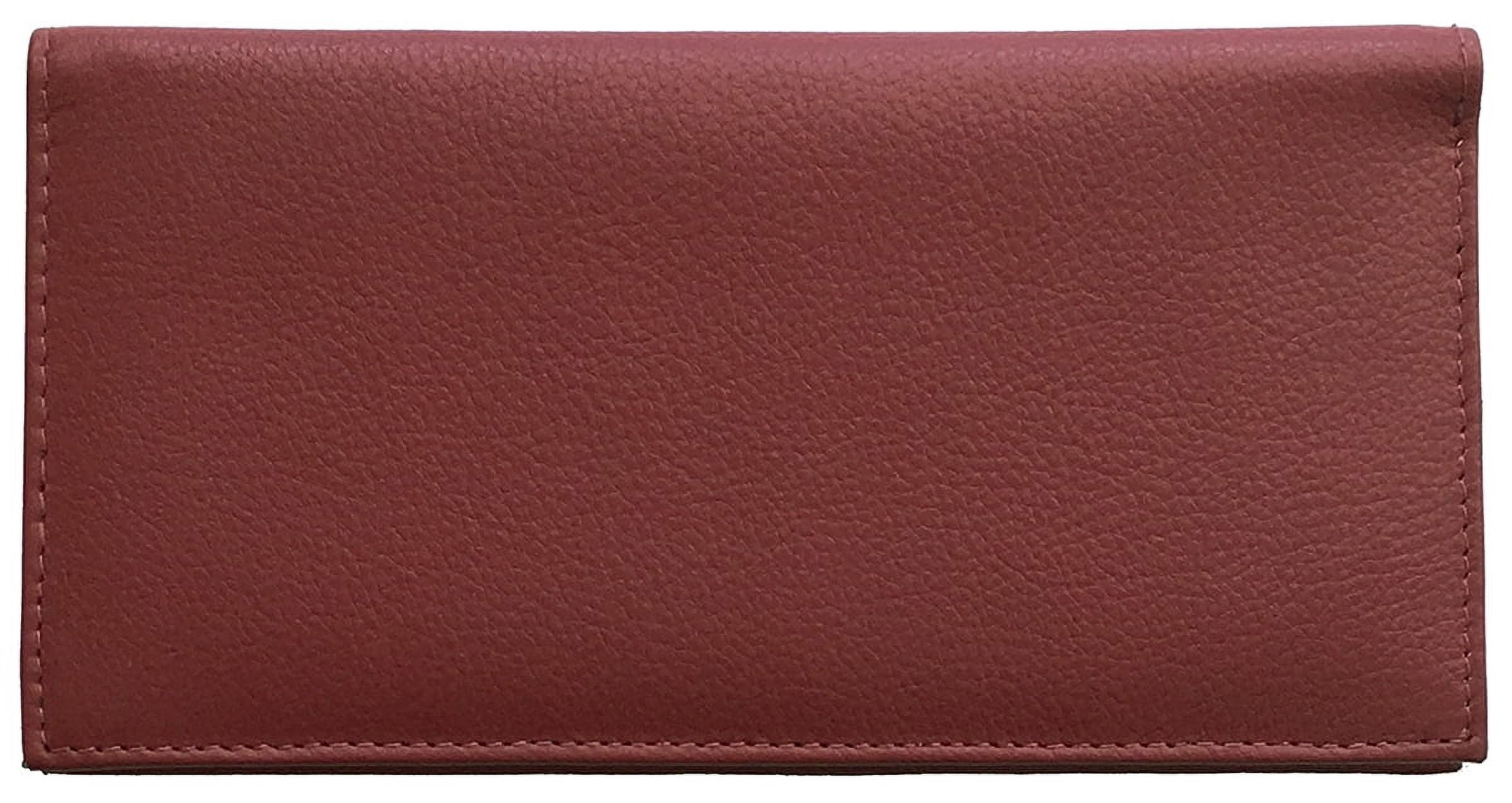 Burgundy Basic Leather Checkbook Organizer Cover with Built-in Writing ...