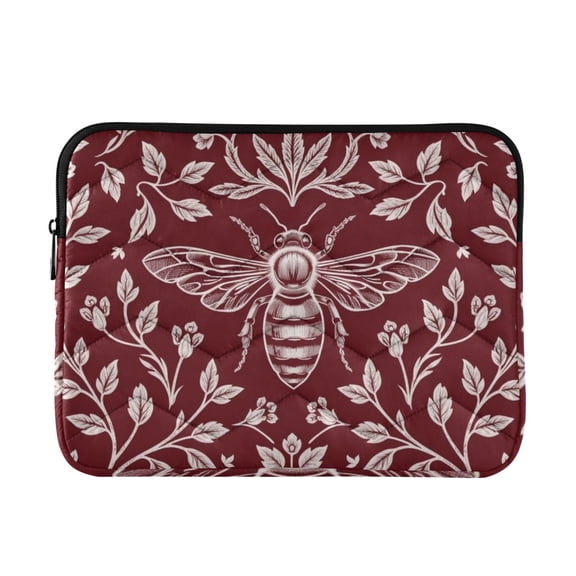 Burgundy Bee Printed Laptop Sleeve 13-14 Inch Computer Bag & Laptop Case for Women Men with Zippe for Work Travel