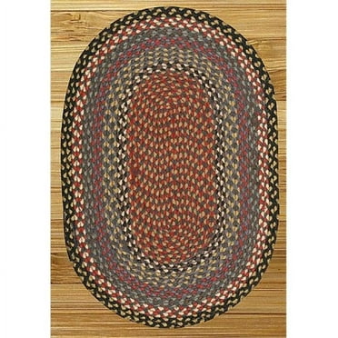 Burgundy-Blue-Gray Jute Braided Rug