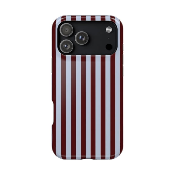 Burgundy Blue Stripe Tough Case for iPhone 18 Pro & 18 Pro Max, Bold Dual-Layer Protection