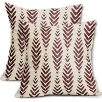 Burgundy Boho Pillow Covers 18x18 Set of 2 Bohemian Ethnic Geometric Herringbone Print Decorative Throw Pillows Outdoor Pillowcase Square Farmhouse Cushion Case Decor for Couch Sofa Bed