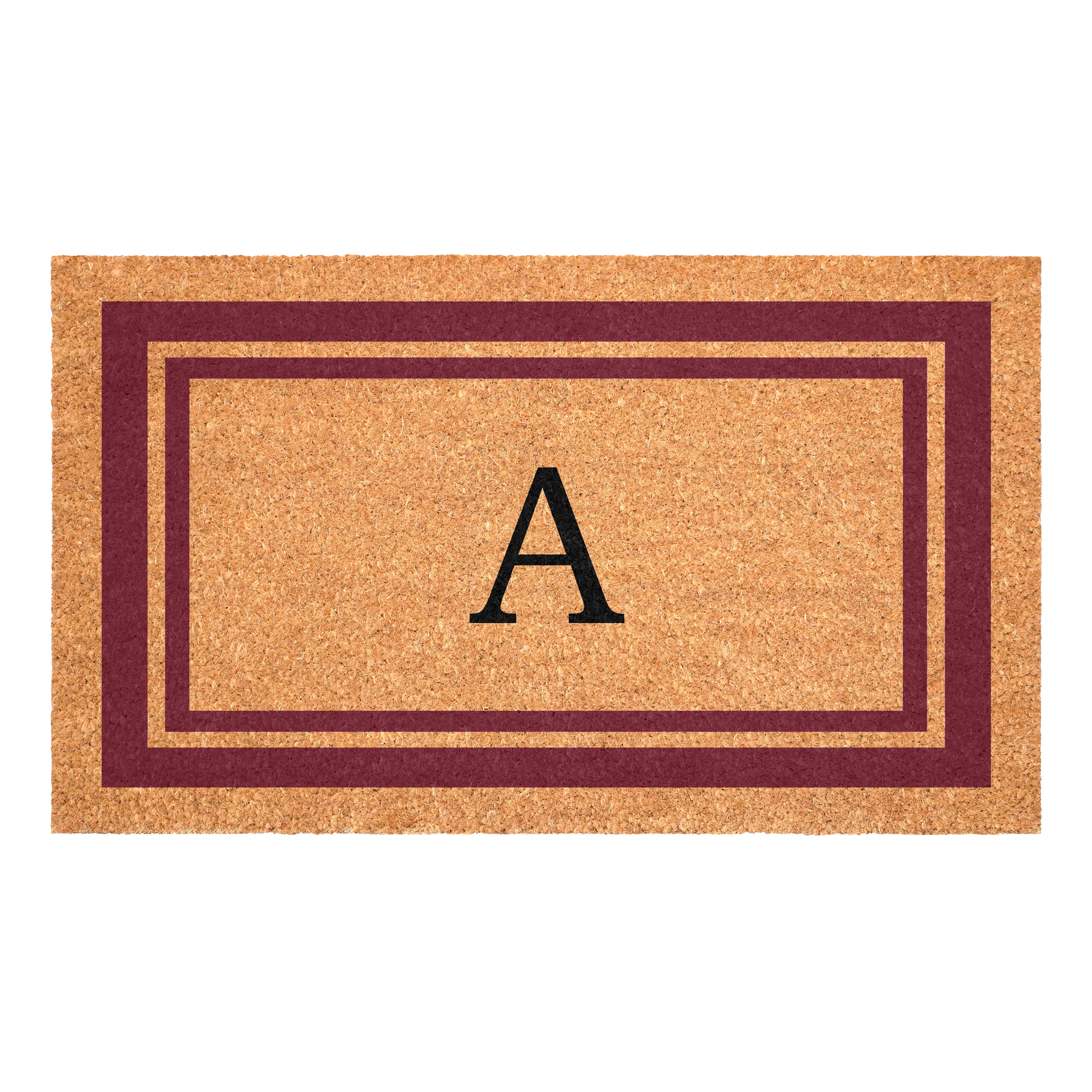 Burgundy Border Monogram Doormat (Letter A)