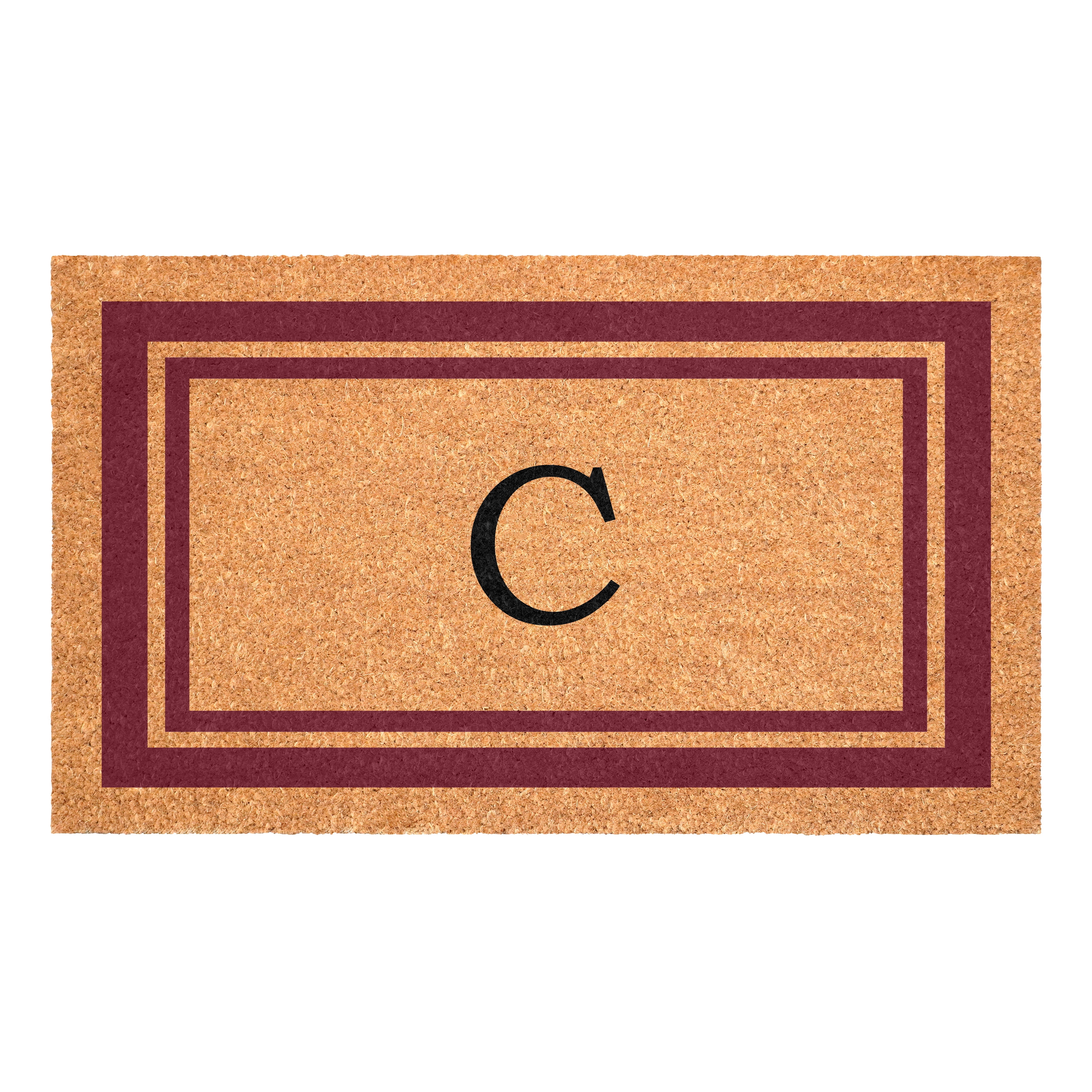 Burgundy Border Monogram Doormat (Letter C)
