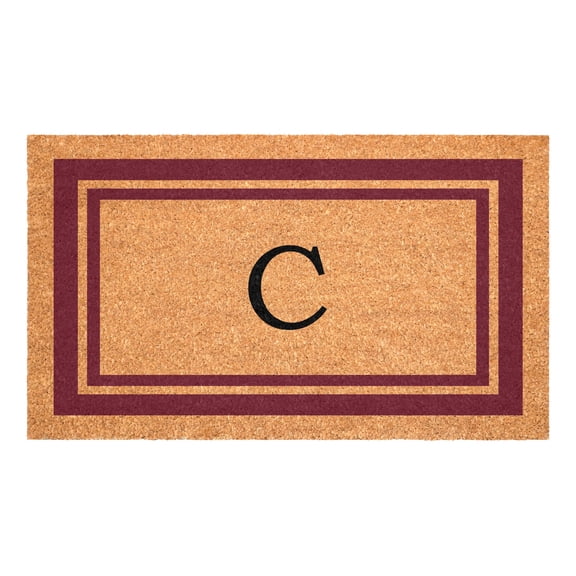 Burgundy Border Monogram Doormat (Letter C)
