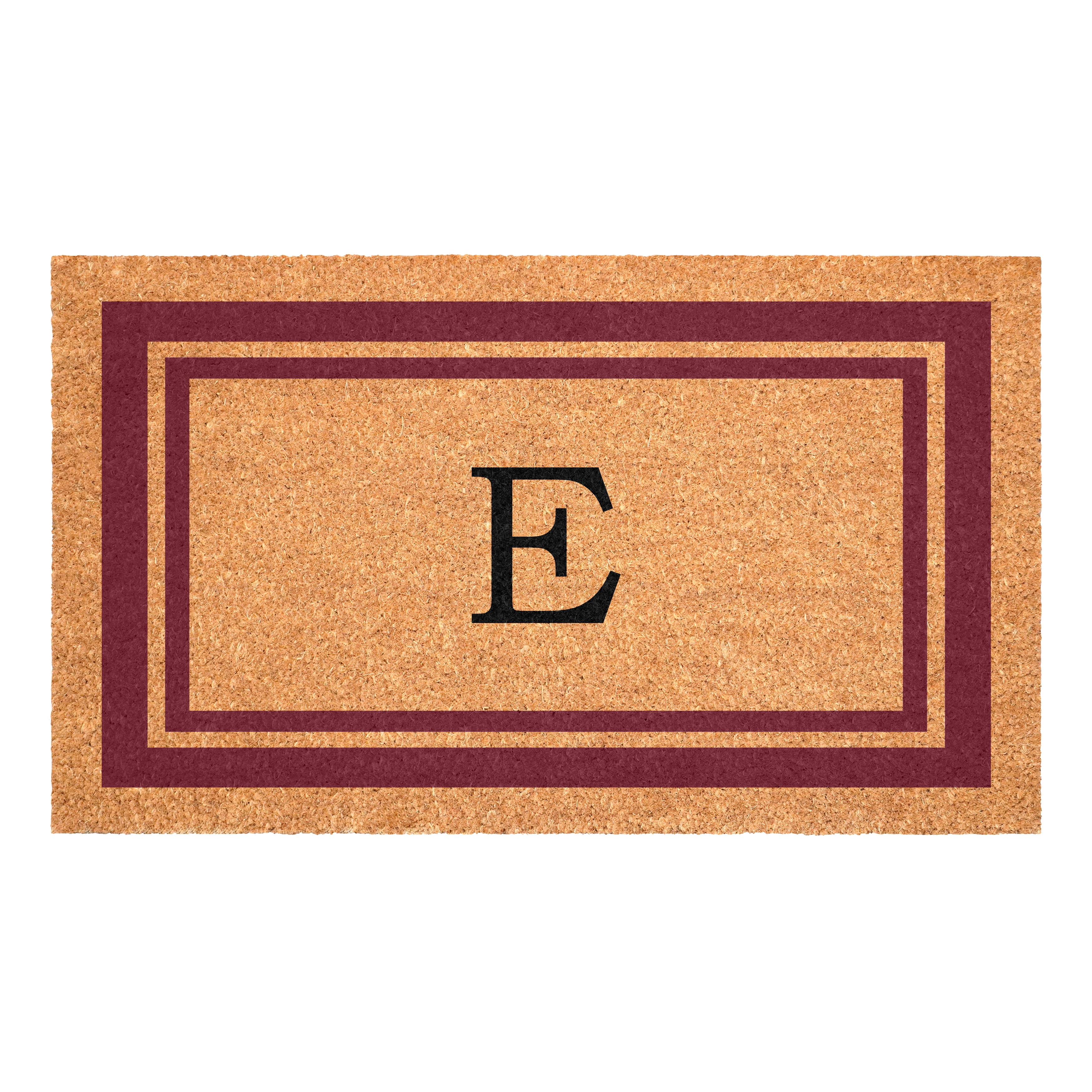 Burgundy Border Monogram Doormat (Letter E)