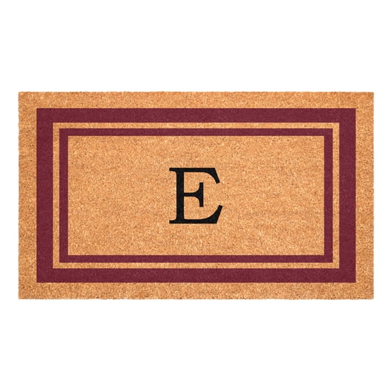 Burgundy Border Monogram Doormat (Letter E)