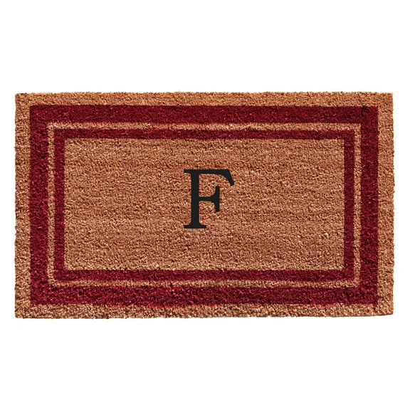 Burgundy Border Monogram Doormat (Letter F)