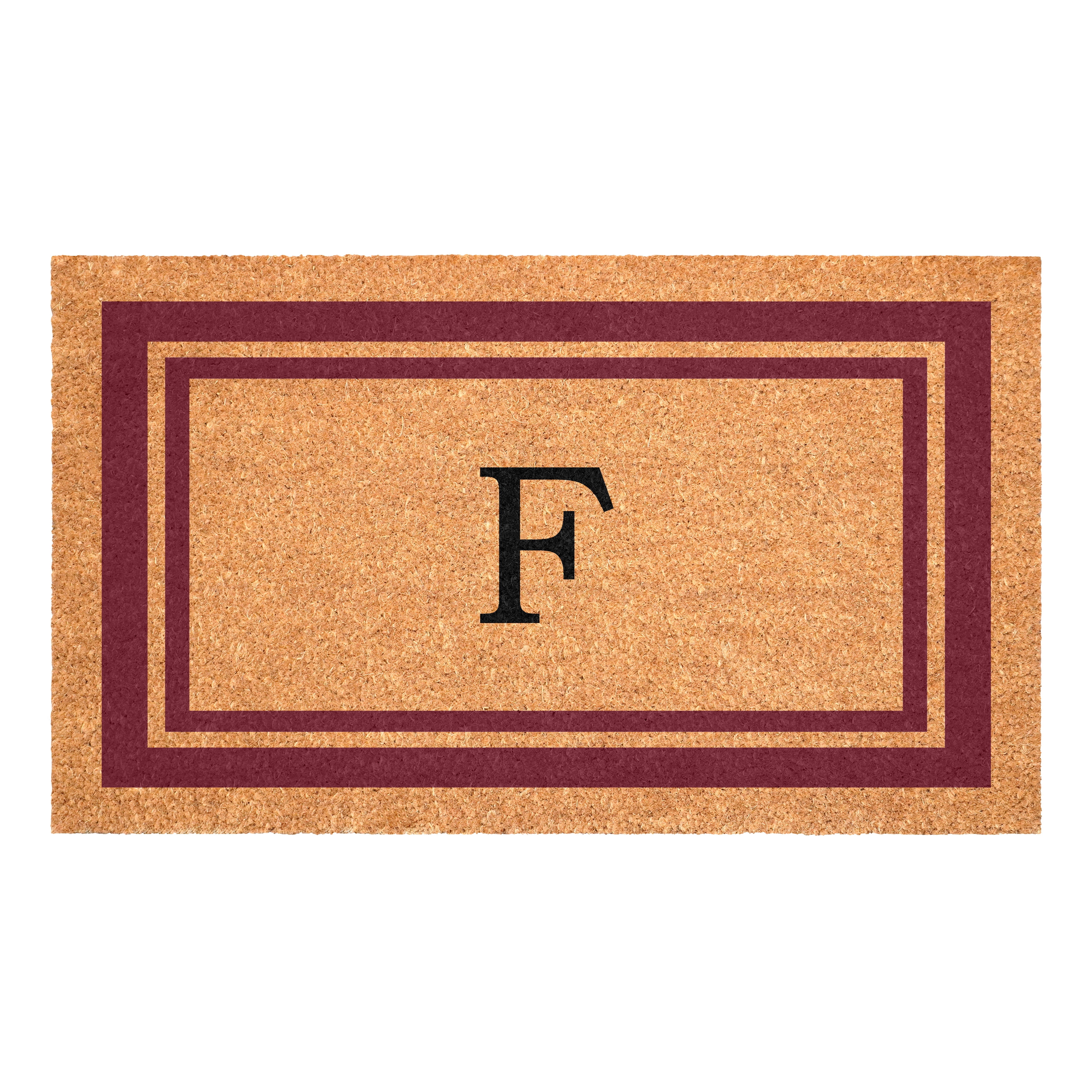 Burgundy Border Monogram Doormat (Letter F)