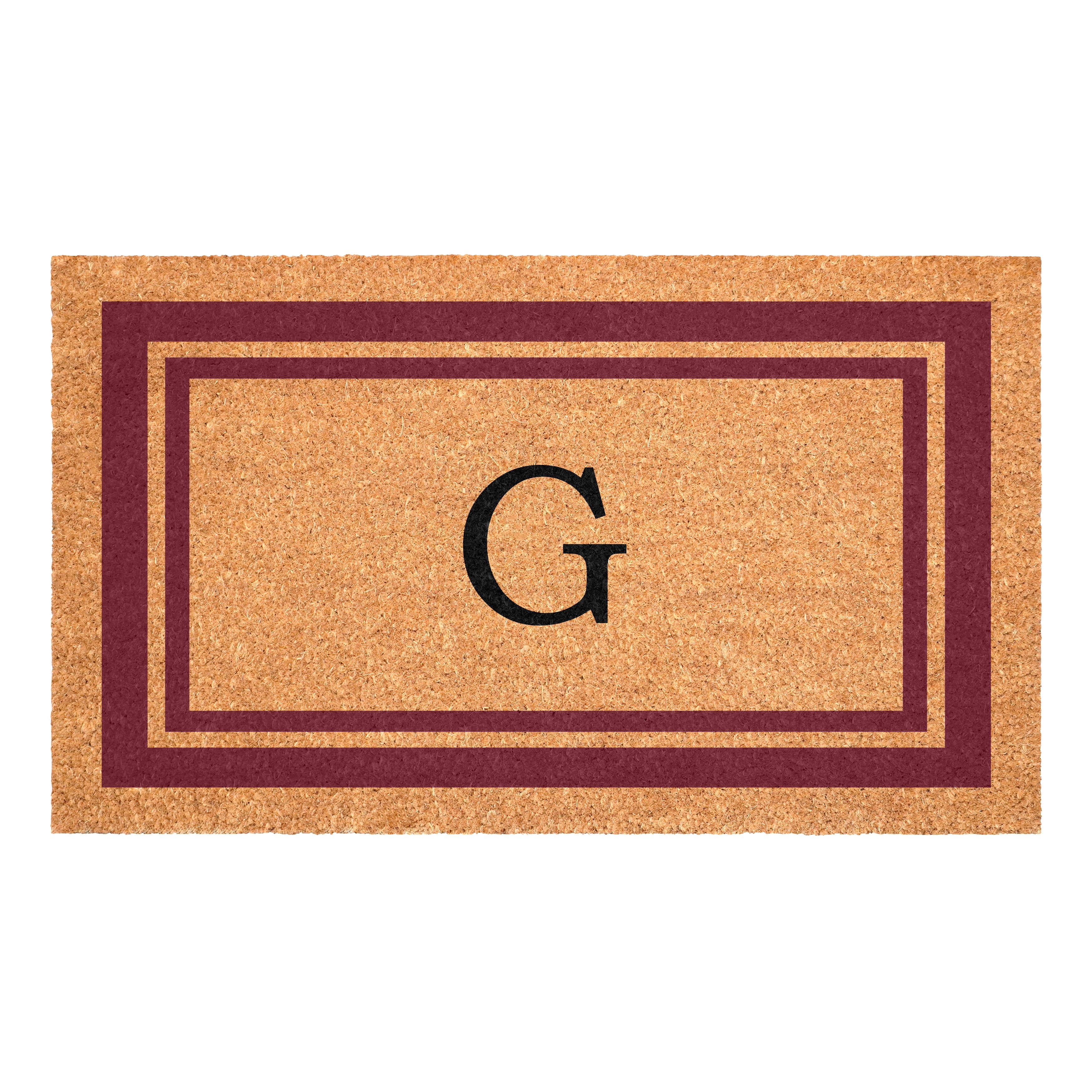 Burgundy Border Monogram Doormat (Letter G)