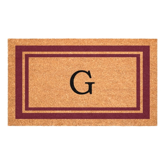 Burgundy Border Monogram Doormat (Letter G)