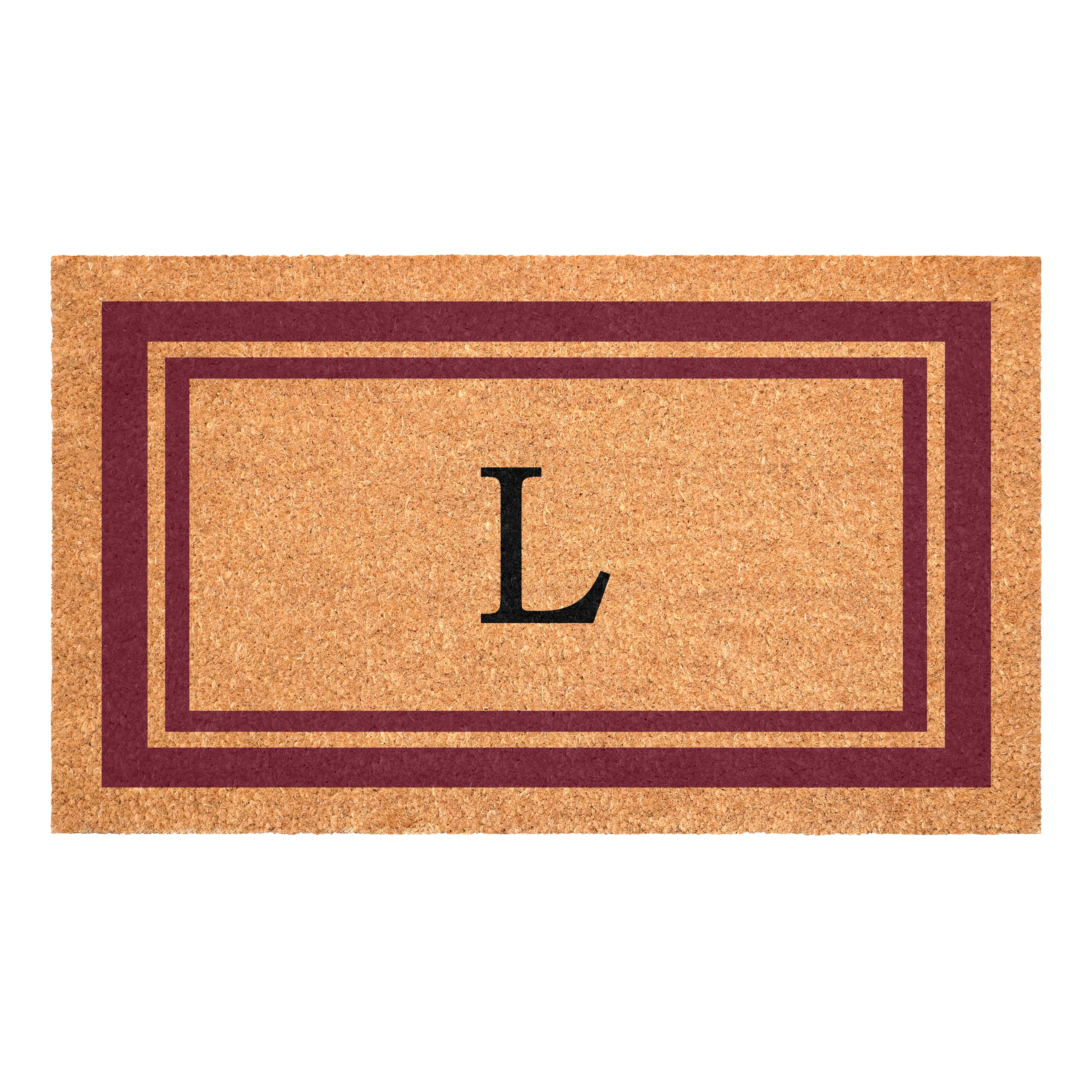 Burgundy Border Monogram Doormat (Letter L)