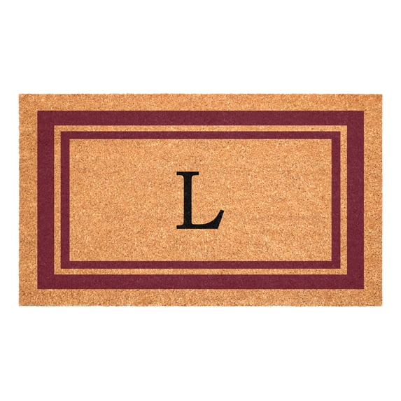 Burgundy Border Monogram Doormat (Letter L)