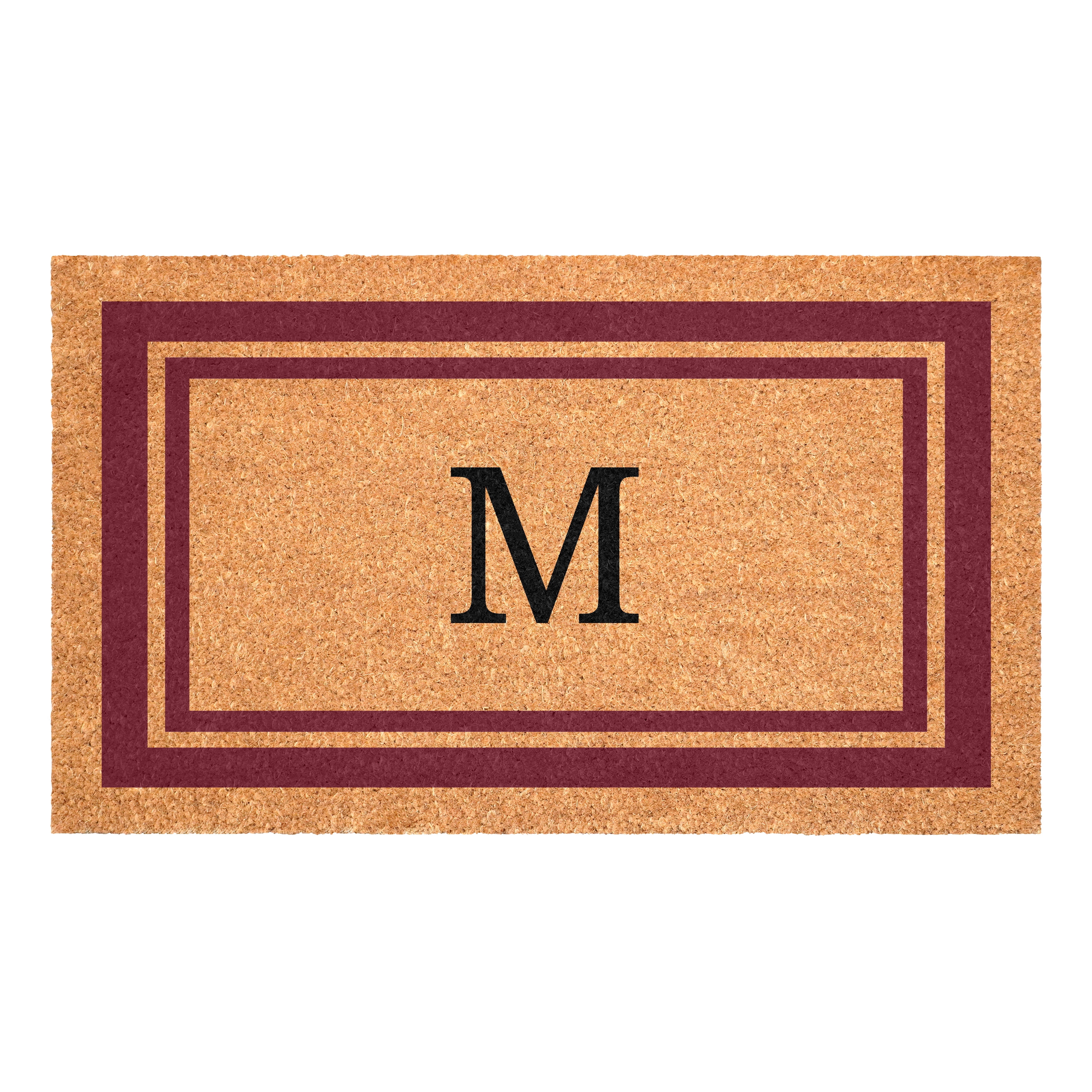 Burgundy Border Monogram Doormat (Letter M)