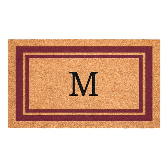 Burgundy Border Monogram Doormat (Letter M)