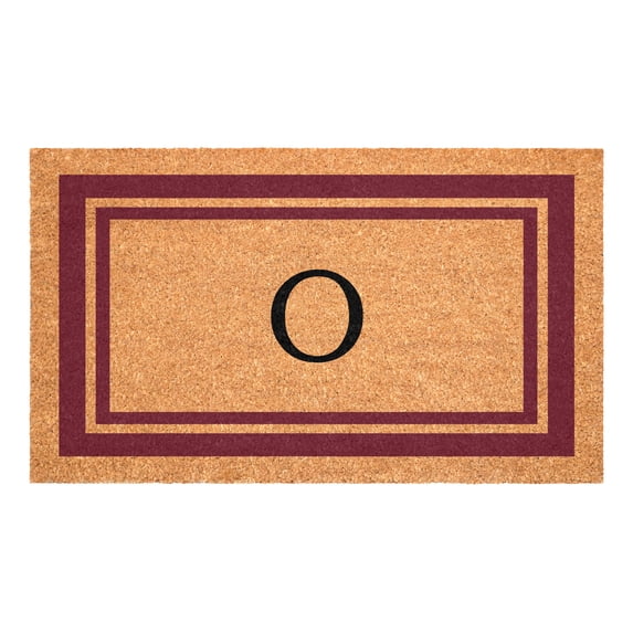 Burgundy Border Monogram Doormat (Letter O)