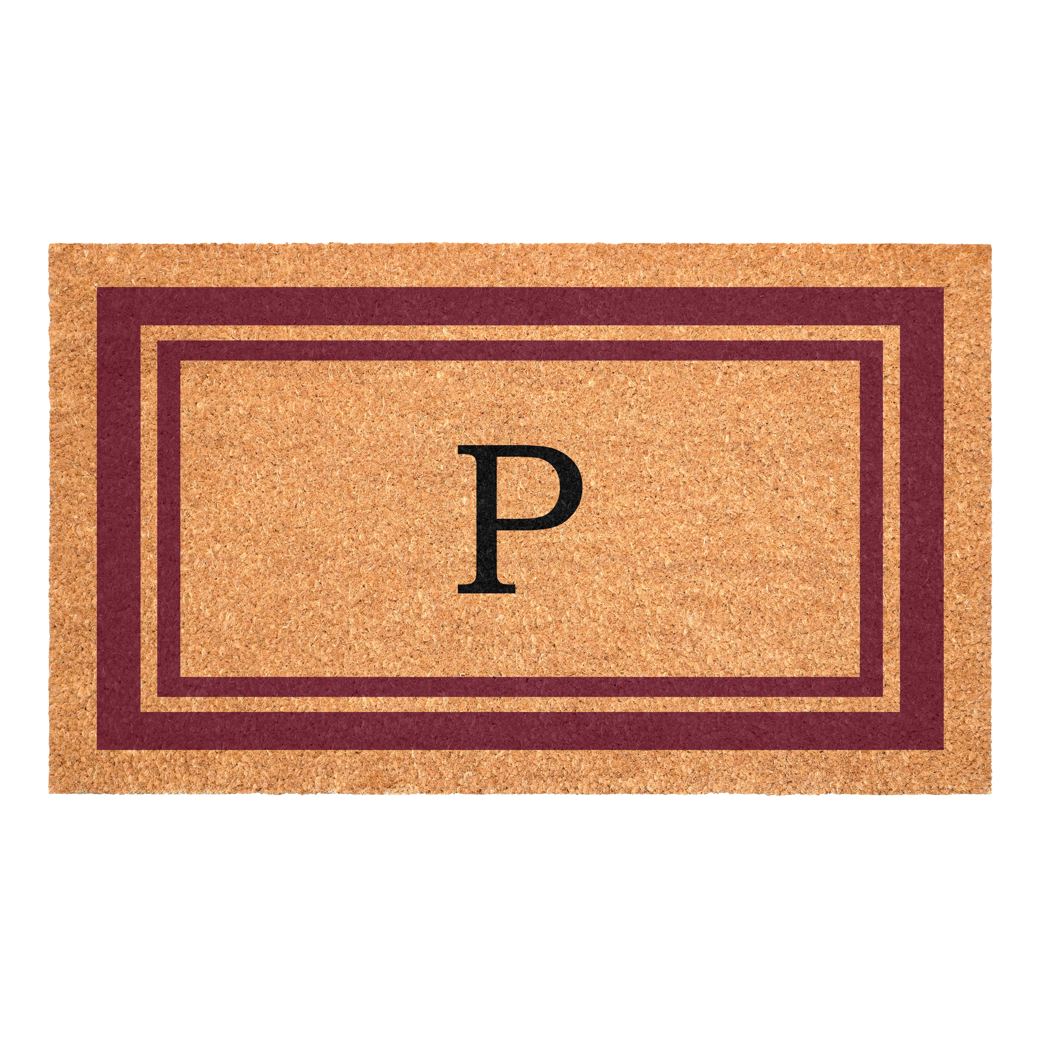 Burgundy Border Monogram Doormat (Letter P)