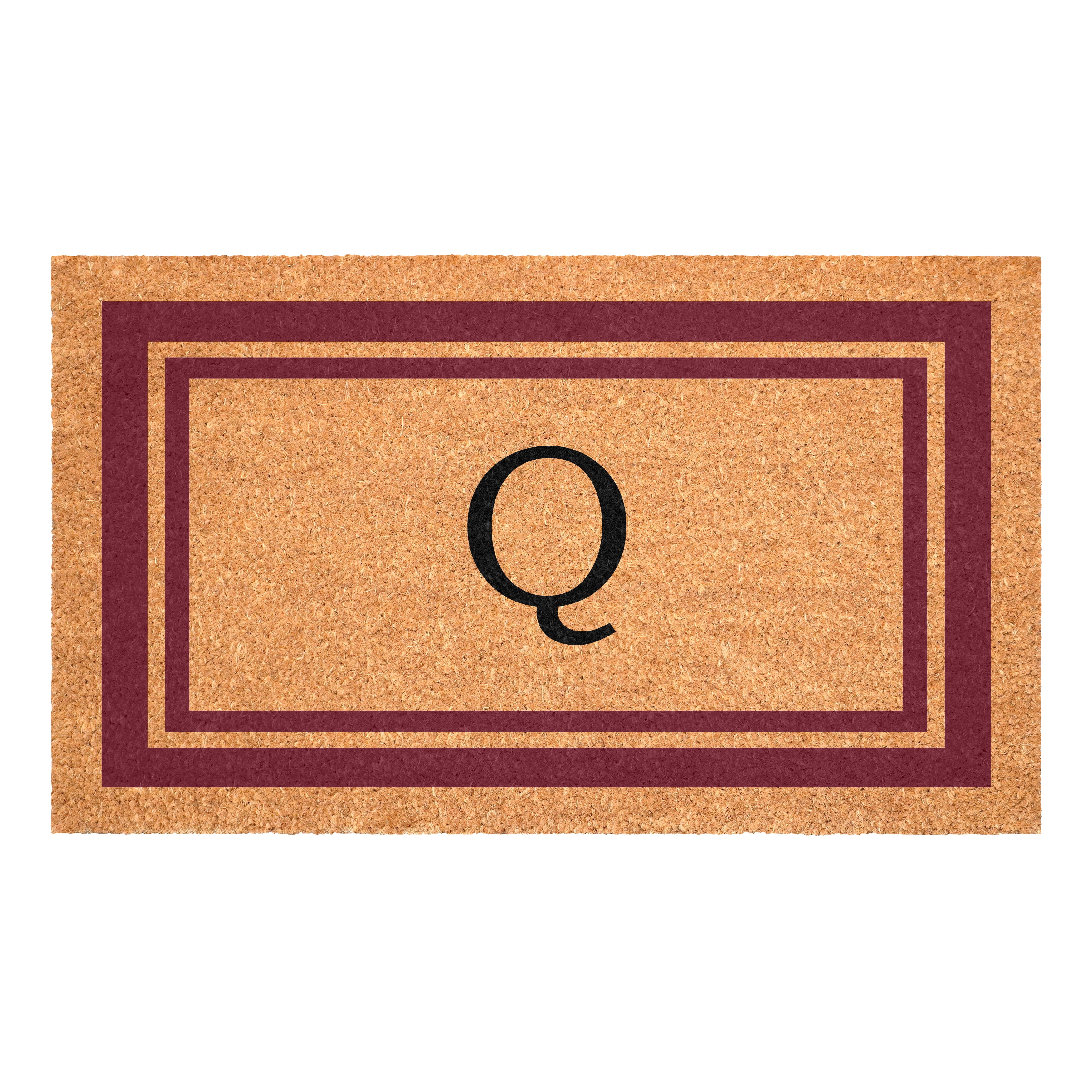 Burgundy Border Monogram Doormat (Letter Q)