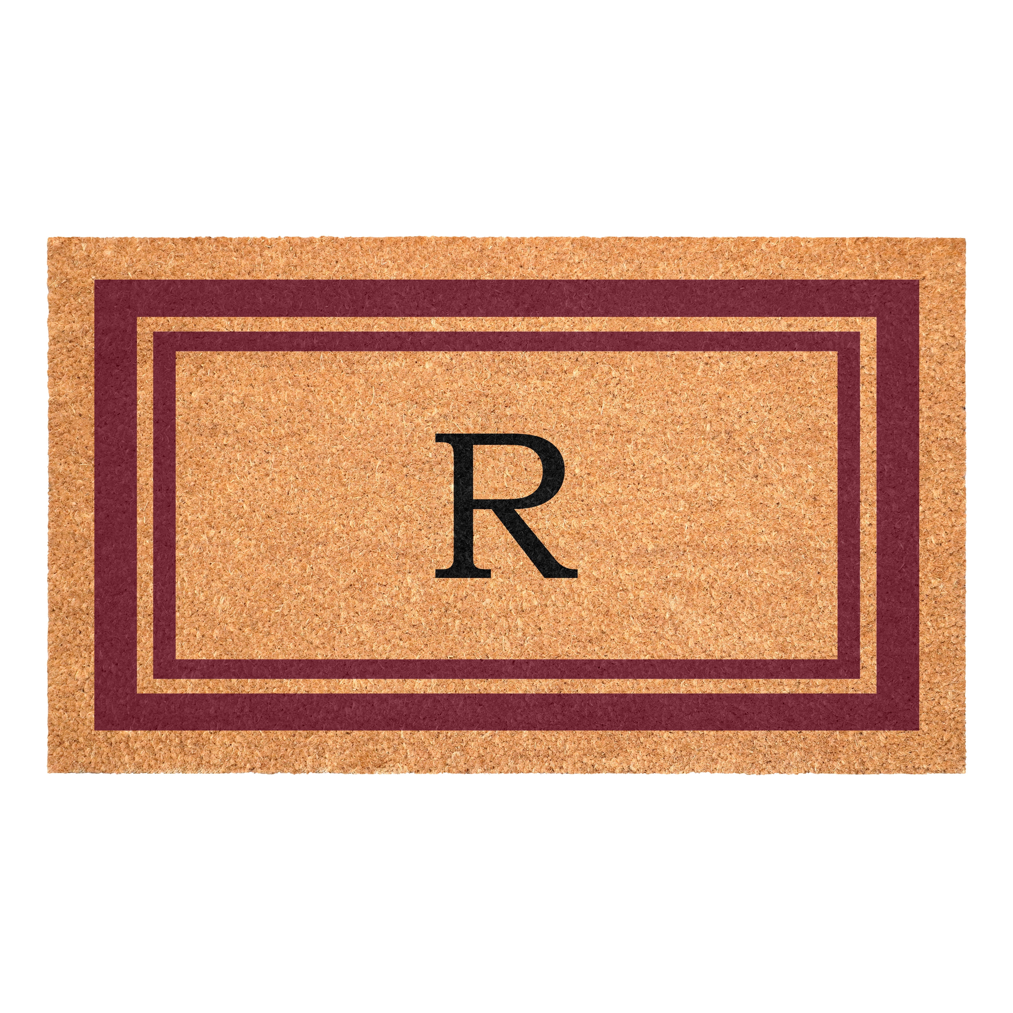 Burgundy Border Monogram Doormat (Letter R)