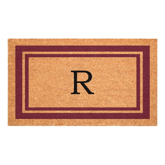 Burgundy Border Monogram Doormat (Letter R)