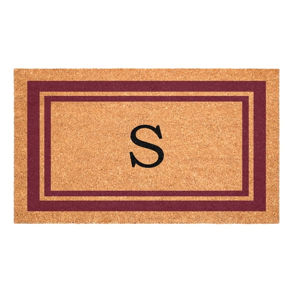 Burgundy Border Monogram Doormat (Letter S)