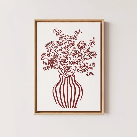 Burgundy Botanical Print Maroon Vase Wall Art