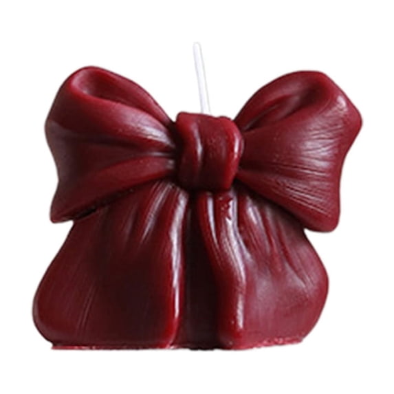 Burgundy Bow Shaped Scented Candle, Romantic Bowknot Decor Candle for Couple Anniversary Birthday Dinner Holiday Home Decor Gift