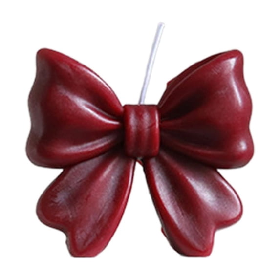 Burgundy Bow Shaped Scented Candle, Romantic Bowknot Decor Candle for Couple Anniversary Birthday Dinner Holiday Home Decor Gift