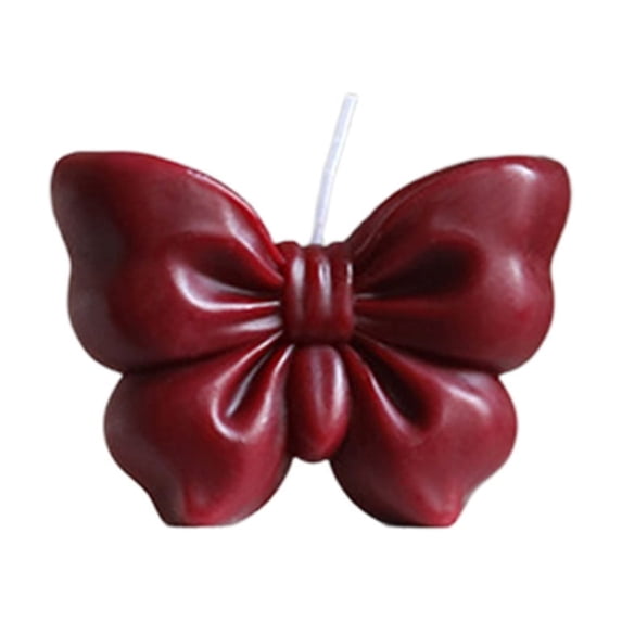 Burgundy Bow Shaped Scented Candle, Romantic Bowknot Decor Candle for Couple Anniversary Birthday Dinner Holiday Home Decor Gift