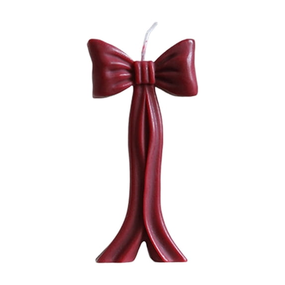 Burgundy Bow Shaped Scented Candle, Romantic Bowknot Decor Candle for Couple Anniversary Birthday Dinner Holiday Home Decor Gift