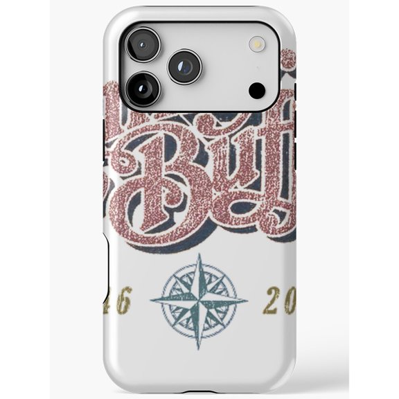 Burgundy Bu Lettering and Compass Tough Case for Apple iPhone, Polycarbonate and TPU