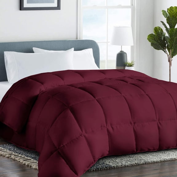 Burgundy California King Quilted Down Alternative All-Season Comforter Duvet Insert